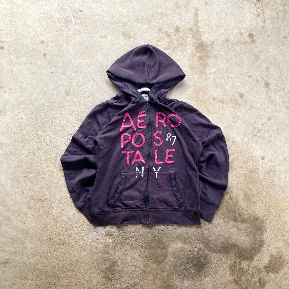 Y2K aeropostale black full zip hoodie